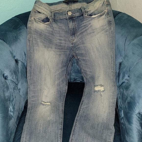 Express Midrise Distressed Skinny Jeans